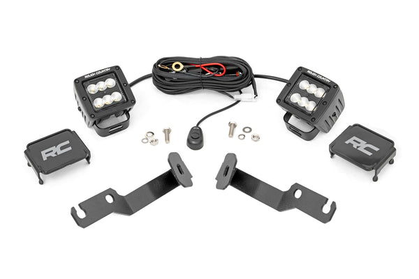 Rough Country - LED Light Kit - Ditch Mount - 2 In. Black Pair - Flood - Toyota Tacoma (05-15)