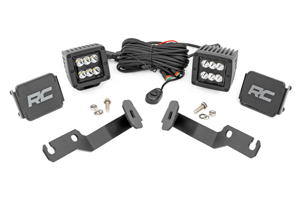 Rough Country - LED Light Kit - Ditch Mount - 2 In. Black Pair - Spot - Toyota Tacoma (05-15)