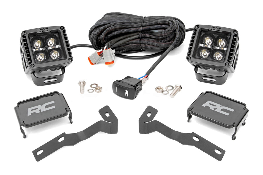 Rough Country - LED Light Kit - Ditch Mount - 2 In. Black Pair - Amber DRL - Toyota Tacoma (05-15)