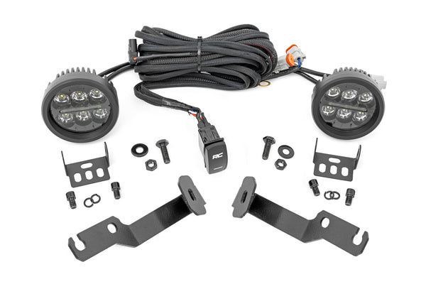 Rough Country - LED Light Kit - Ditch Mount - Black Series Round - 3.5 Inch - Amber DRL - Toyota Tacoma (05-15)
