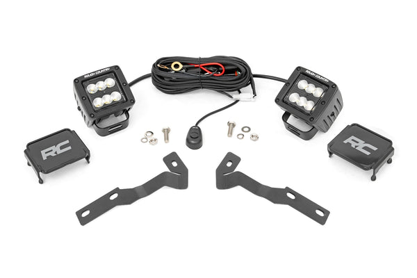 Rough Country - LED Light Kit - Ditch Mount - 2 In. Black Pair - Flood - Toyota Tacoma (16-23)