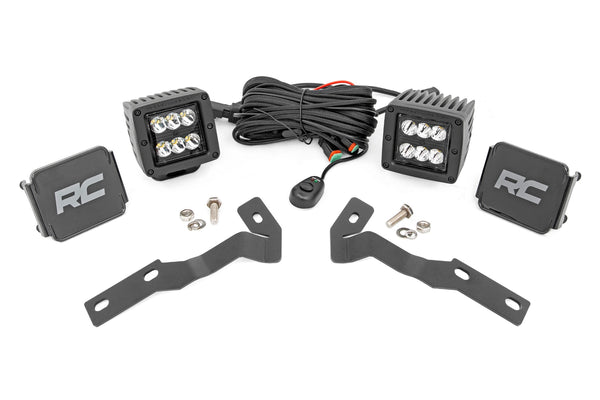 Rough Country - LED Light Kit - Ditch Mount - 2 In. Black Pair - Spot - Toyota Tacoma (16-23)