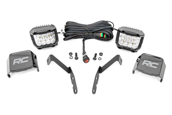 Rough Country - LED Light Kit - Ditch Mount - 3 In. OSRAM - Wide - Chevy 1500 & Chevy/GMC 2500HD/3500HD (07-14)