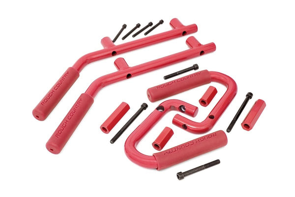 Rough Country - Grab Handles - Steel - FR & RR - Red - Jeep Wrangler JK/Wrangler Unlimited (07-18)