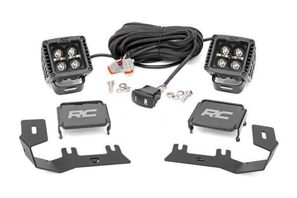 Rough Country - LED Ditch Light Kit - 2in Black Pair - White DRL - Chevy/GMC 1500 (14-18 & Classic)