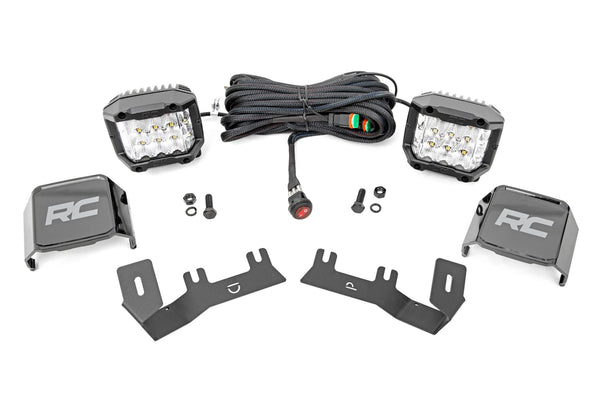 Rough Country - LED Ditch Light Kit - 3in OSRAM Pair - Wide - Chevy/GMC 1500 (14-18 & Classic)