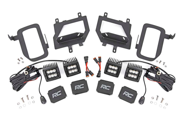 Rough Country - LED Light Kit - Fog Mount - Dual 2 In. Black Pairs - Spot/Flood - Ford F-150 (15-17)