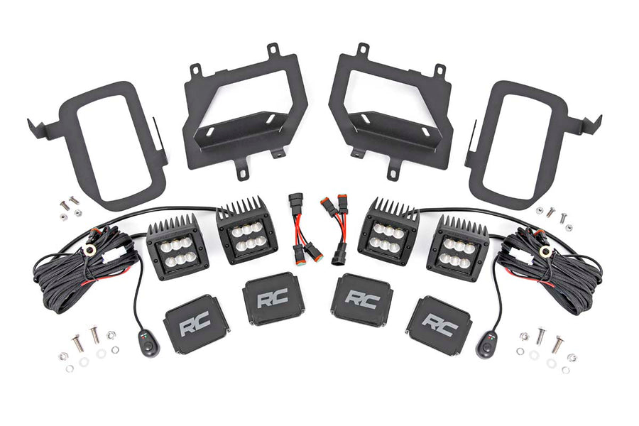 Rough Country - LED Light Kit - Fog Mount - Dual 2 In. Black Pairs - Spot/Flood - Ford F-150 (15-17)