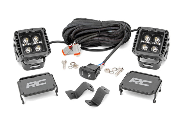 Rough Country - LED Light Pair - Ditch Mount - 2 In. Black DRL - Ford F-150 (15-25)/F-150 Lightning (22-25)