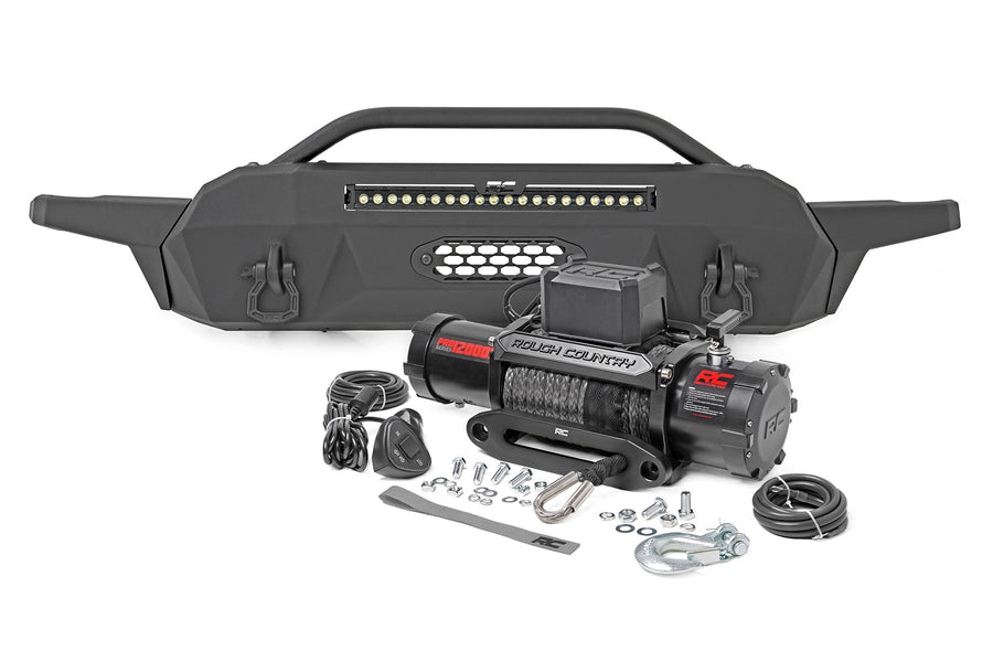 Rough Country - Front Bumper - Hybrid - 20 In. Blk White DRL LED - Toyota Tacoma 2WD/4WD (16-23)