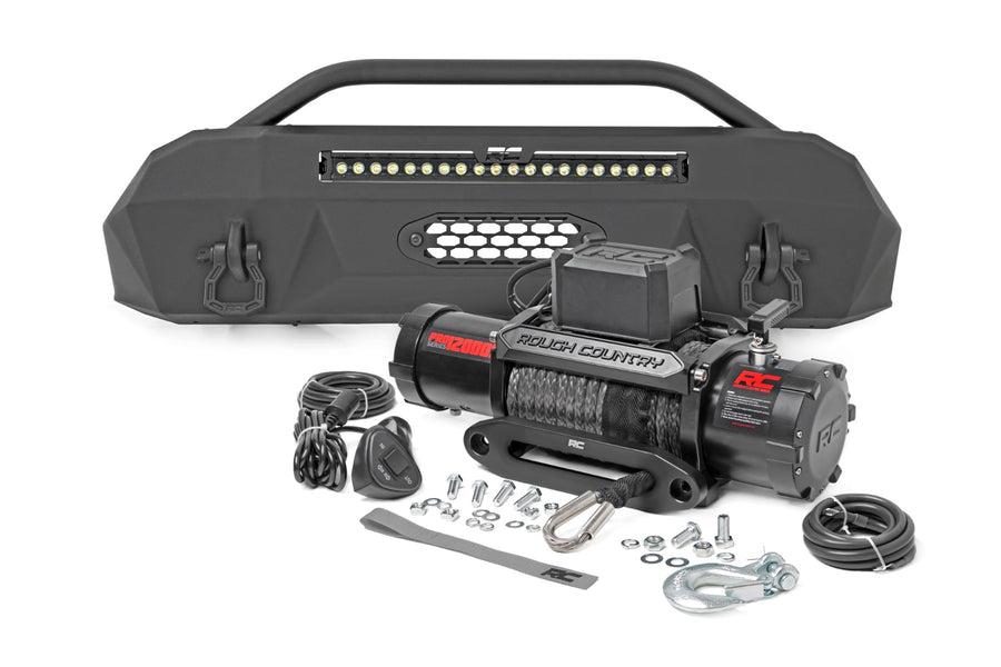 Rough Country - Front Bumper - Hybrid - 20 In. Blk DRL LED - Toyota Tacoma 4WD (2016-2023)