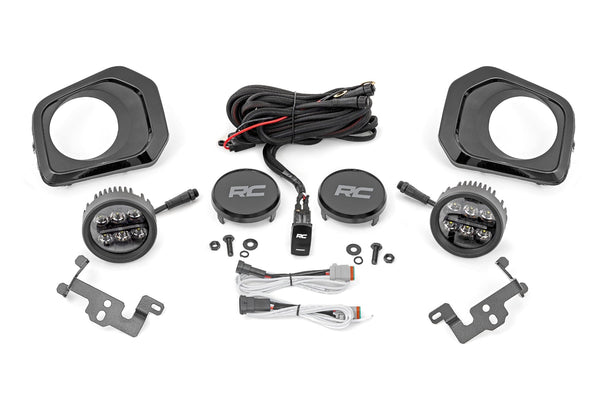Rough Country - LED Fog Light Kit - 3.5 Inch Round Black Series - Amber DRL - Toyota Tacoma (16-23) - 71095