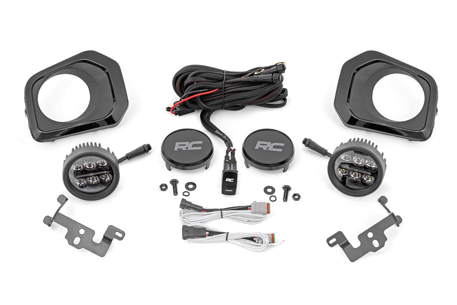 Rough Country - LED Fog Light Kit - 3.5 Inch Round Black Series - Amber DRL - Toyota Tacoma (16-23) - 71095