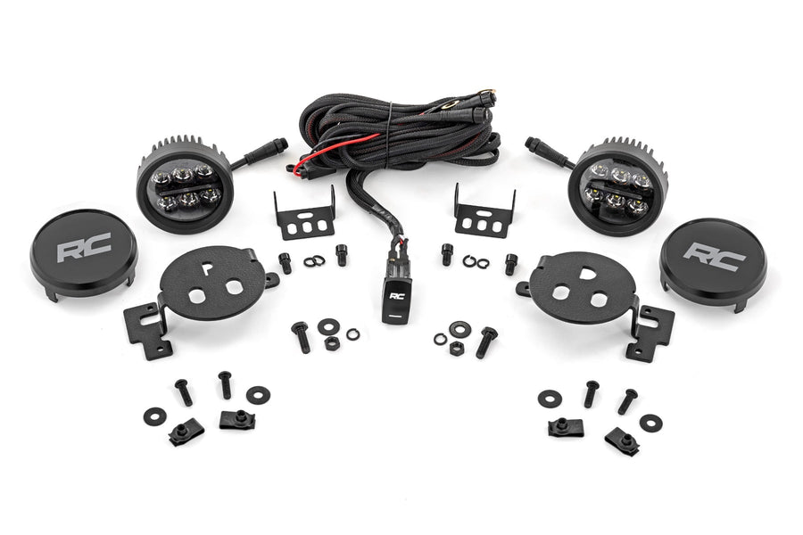 Rough Country - LED Fog Light Kit - 3.5 Inch Round Black Series - Amber DRL - Ram 1500 (2019-2024) - 30005
