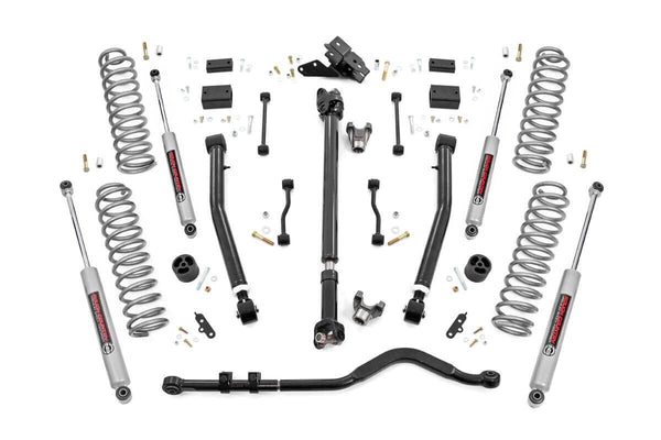 Rough Country - 3.5 Inch Lift Kit - Adj Lower - FR D/S - Jeep Wrangler Unlimited 4WD (18-23)