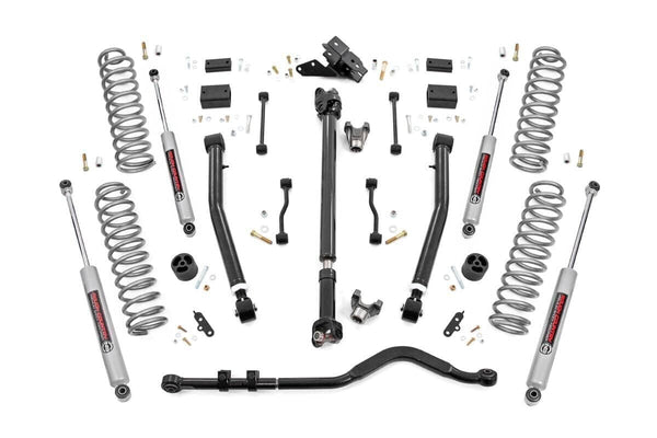 Rough Country - 3.5 Inch Lift Kit - Adj Lower - FR D/S - Jeep Wrangler Unlimited 4WD (24-25)