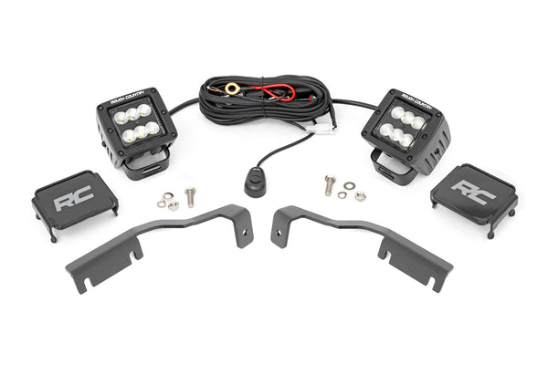 Rough Country - LED Light Kit - Ditch Mount - 2 In. Black Pair - Flood - Nissan Frontier (22-25)