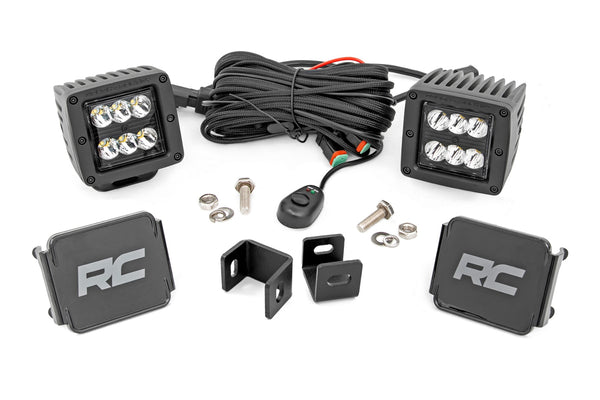 Rough Country - LED Light Kit - Ditch Mount - 2 In. Black Pair - Spot - Toyota Tundra (22-25)