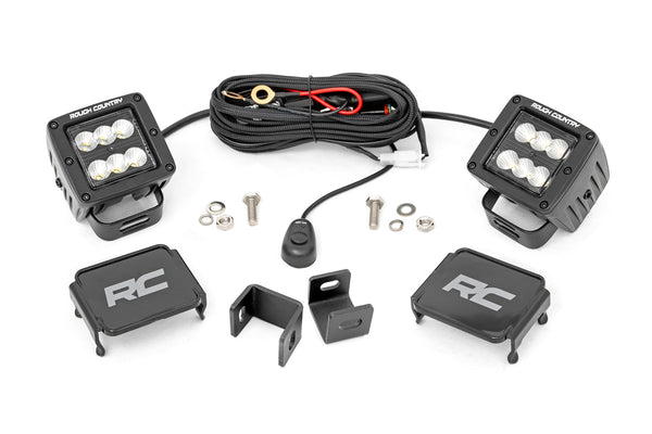 Rough Country - LED Light Kit - Ditch Mount - 2 In. Black Pair - Flood - Toyota Tundra (22-25)