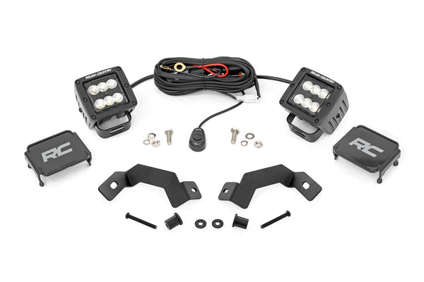 Rough Country - LED Light Kit - Ditch Mount - 2 In. Black Pair - Flood - Toyota Land Cruiser (24-25)