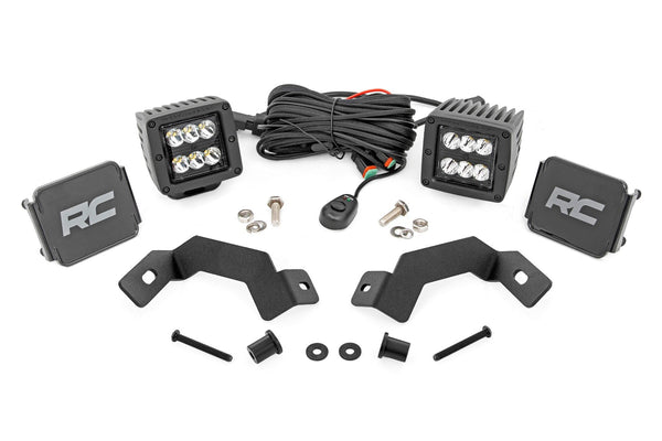 Rough Country - LED Light Kit - Ditch Mount - 2 In. Black Pair - Spot - Toyota Land Cruiser (24-25)