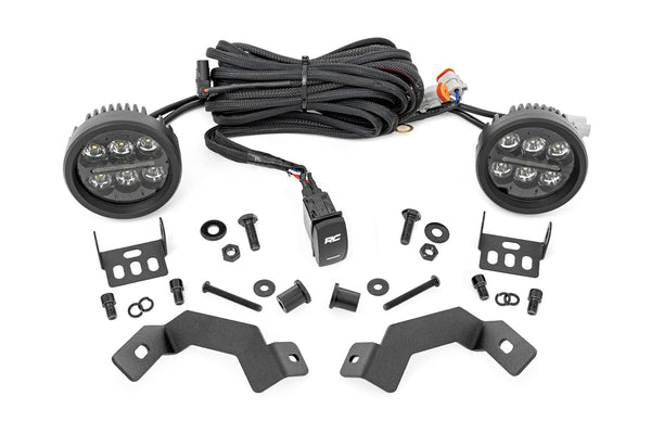 Rough Country - LED Light Kit - Ditch Mount - Black Series Round - 3.5 Inch - Amber DRL - Toyota LandCruiser (2024)