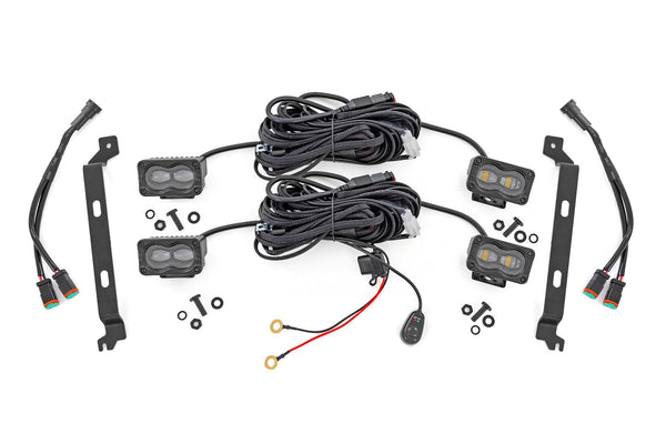 Rough Country - LED Fog Light Kit - 3x1.75 Inch Black Series Slim Aux - Toyota Tacoma (2024-2026) - 72119