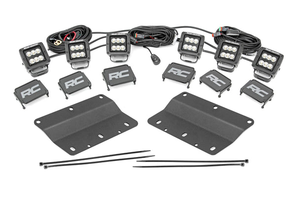 Rough Country - LED Light Kit - Fog Mount - Triple 2 In. Black Pair - Flood - Ford Bronco (21-25)