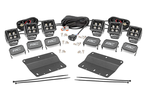 Rough Country - LED Light Kit - Fog Mount - Triple 2 In. Black Pair - Amber DRL - Ford Bronco (21-25)