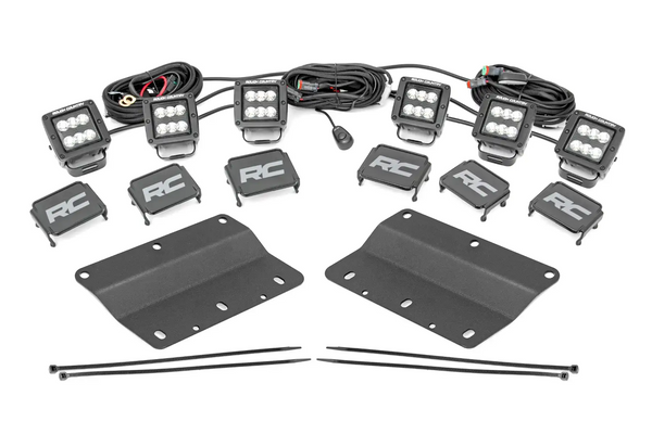 Rough Country - LED Light Kit - Fog Mount - Triple 2 In. Black Pair - Spot/Flood - Ford Bronco (21-25)