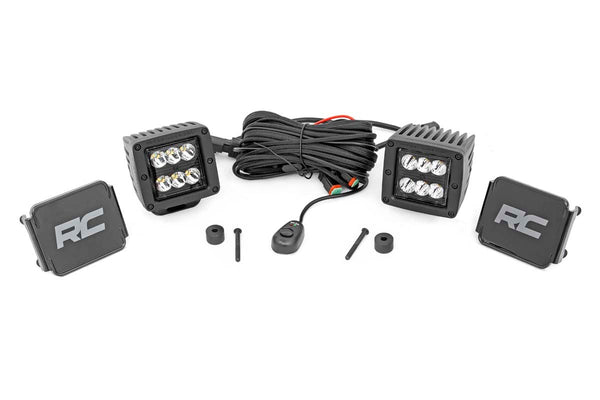 Rough Country - LED Light Kit - Cowl Mount - 2 In. Black Pair - Jeep Gladiator JT/Wrangler JL (18-25)