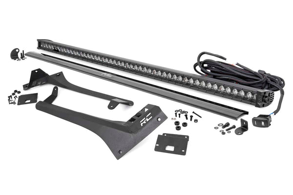 Rough Country - LED Light Kit - Windshield - 50 In. BLK Single Row - WHT DRL - Jeep Gladiator JT/Wrangler JL (18-25)