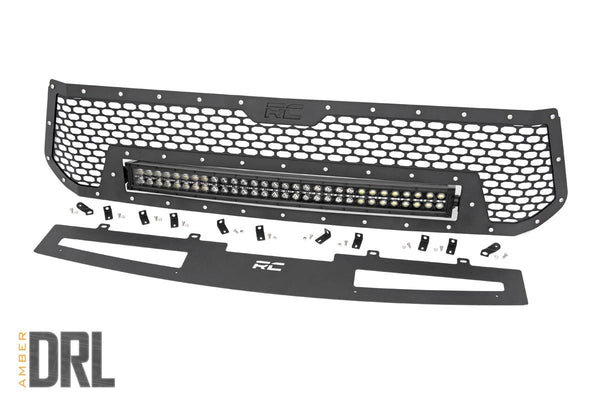 Rough Country - Mesh Grille - 30 In. Dual Row LED - Black - Amber DRL - Toyota Tundra (14-17)