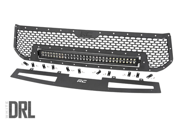 Rough Country - Mesh Grille - 30 In. Dual Row LED - Black - White DRL - Toyota Tundra (14-17)