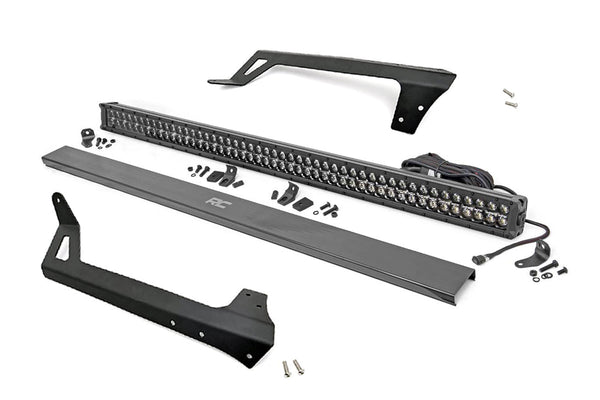 Rough Country - LED Light - Windshield Mnt - 50 In. Black Dual Row - Amber DRL - Jeep Wrangler JK (07-18)