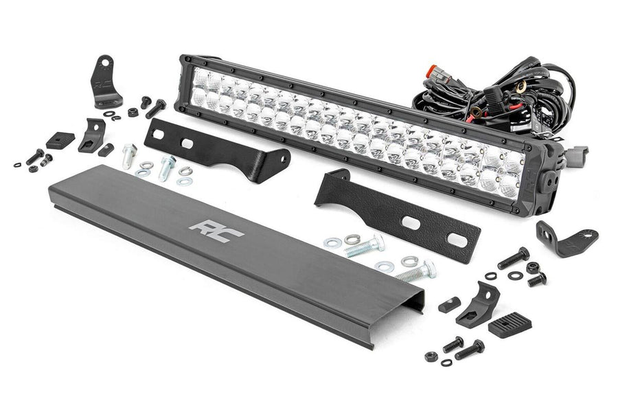 Rough Country - LED Light Kit - Bumper Mount - 20 In. Chrome Dual Row - White DRL - Jeep Grand Cherokee WK2 (11-20)