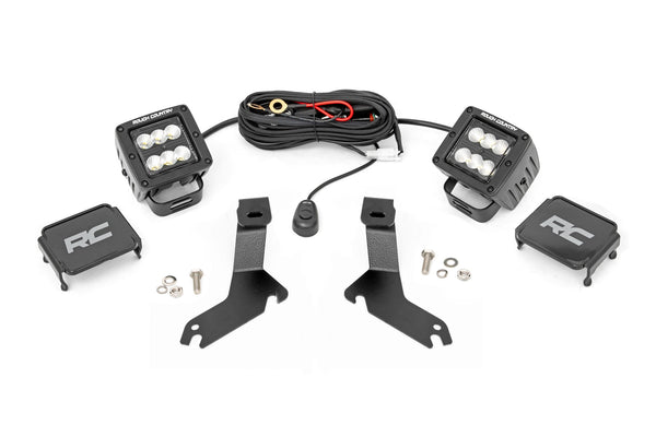 Rough Country - LED Light Kit - Ditch Mount - 2 In. Black Pair - Flood - Chevy Silverado 1500 (99-06)/Tahoe (00-06)