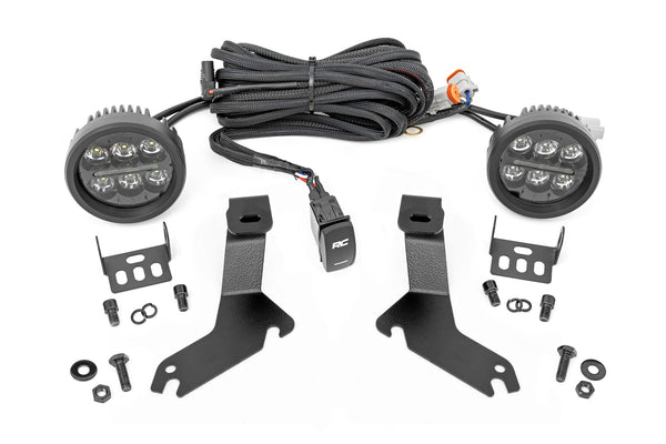 Rough Country - LED Light Kit - Ditch Mount - Black Series Round - 3.5 Inch - Amber DRL - Chevy 1500 (99-06)