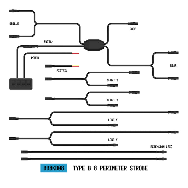 BUILTBRIGHT BB8KB08 StrobeLink Harness Type B 8 Lights