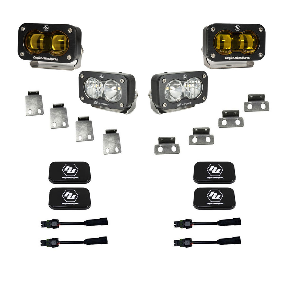 S2 SAE Amber/S2 Sport Fog Pocket Kits - Ford '21-26 F-150 Raptor '23-26 Bronco Raptor '24-26 F-150 Raptor 37/R