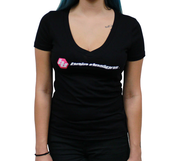 Baja Designs Womens V-Neck T-Shirt (Size S; Black)