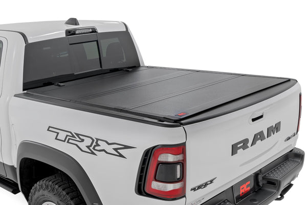 Rough Country - Hard Tri-Fold Flip Up Fold Bed Cover - 5'7 In. Bed - Ram 1500 (19-25)/1500 TRX (21-24)