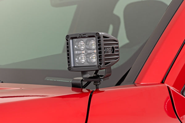 Rough Country - LED Light Kit - Ditch Mount - 2 In. Black Pair - White DRL - Toyota Tacoma (24-25)