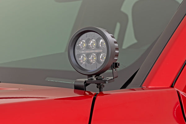 Rough Country - LED Light Kit - Ditch Mount - Black Series Round - 3.5 Inch - Amber DRL - Toyota Tacoma (24-25)
