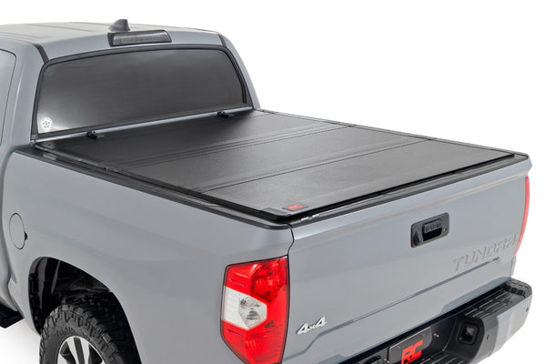 Rough Country - Hard Tri-Fold Flip Up Bed Cover - 5'7 In. Bed - Toyota Tundra 2WD/4WD (07-21)