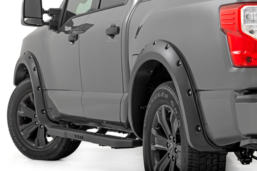 Rough Country - Pocket Fender Flares - Crew Cab - W/O Emblem - Gloss Black - Nissan Titan (17-24)