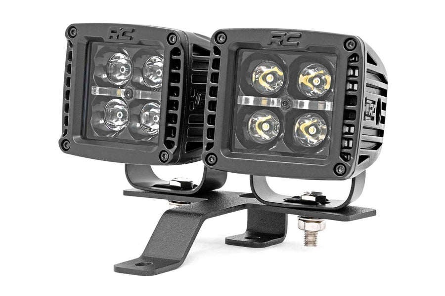 Rough Country - LED Light Kit - Quad - Cowl Mount - 2 In. Black - White DRL - Jeep Gladiator JT/Wrangler JL (18-25)