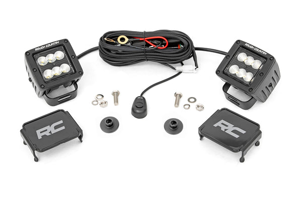 Rough Country - LED Light Kit - Ditch Mount - 2 In. Black Pair - Flood Pattern - Ford Bronco (21-25)