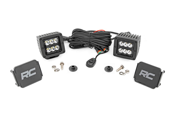 Rough Country - LED Light Kit - Ditch Mount - 2 In. Black Pair - Spot Pattern - Ford Bronco (21-25)