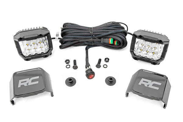 Rough Country - LED Light Kit - Ditch Mount - 2 In. Chrome Pair - Wide - Ford Bronco 4WD (21-25)